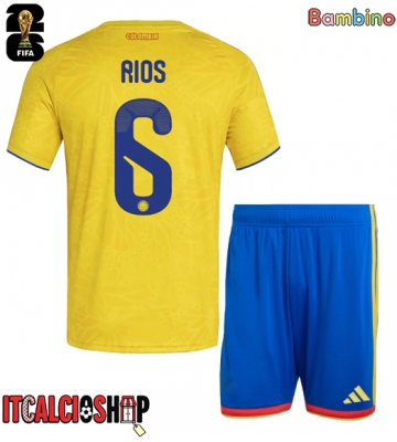 Colombia Richard Rios #6 Prima Maglia Bambino Mondiali 2026 Manica Corta (+ Pantaloni corti)